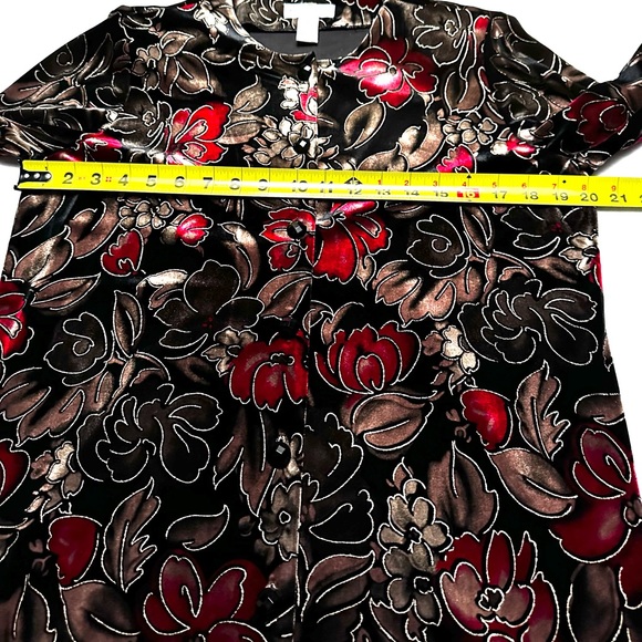 DRAPERS & DAMONS Shirt Velvet Floral Button Down GOLD EMBOSSED GORGEOUS! SMALL - Picture 3 of 7